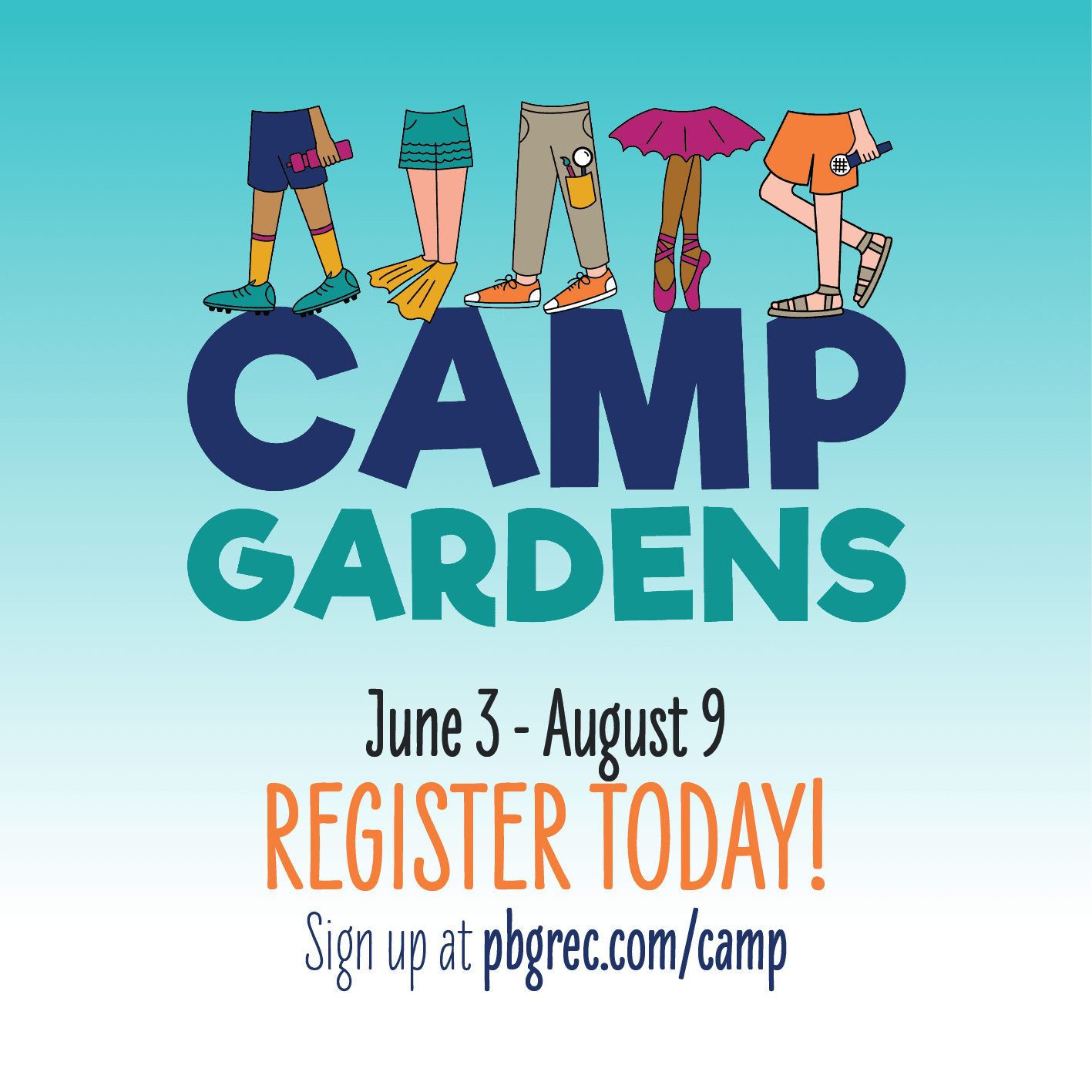 Register today for Camp Gardens, June 3- August 9. Link to camp registration.