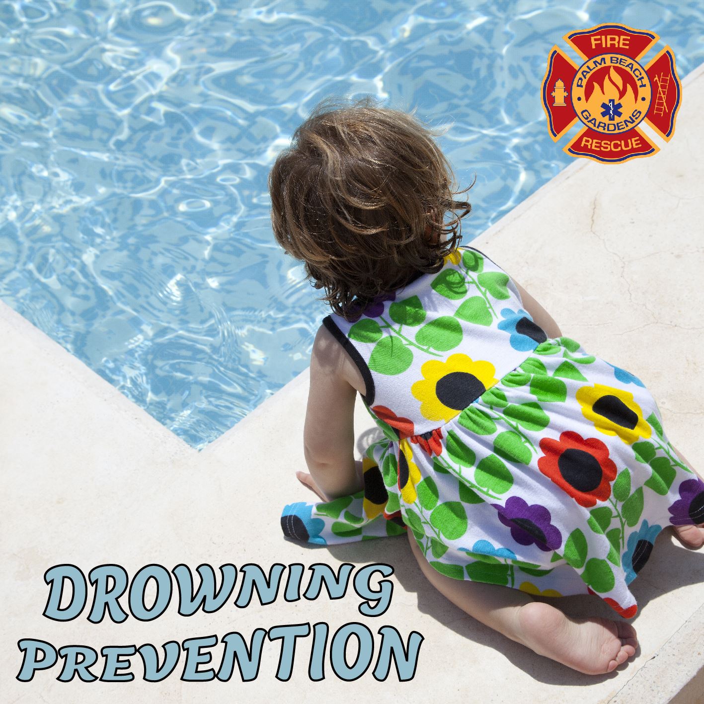 Drowning Prevention. Child near edge of pool.
