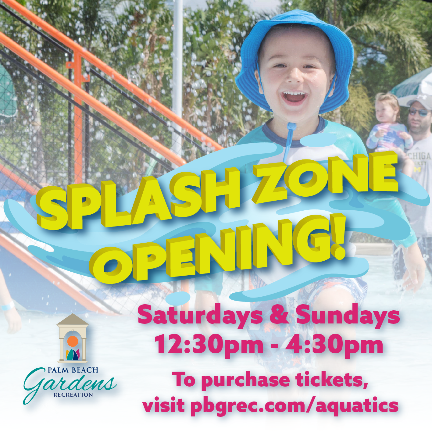 Splash Zone reopening on Saturdays and Sundays from 12:30 p.m. to 4:30 p.m. starting September 12th.