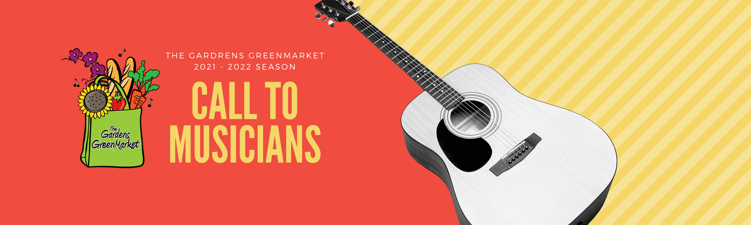 Call to Musicians for The Gardens GreenMarket 2021-2022 season.