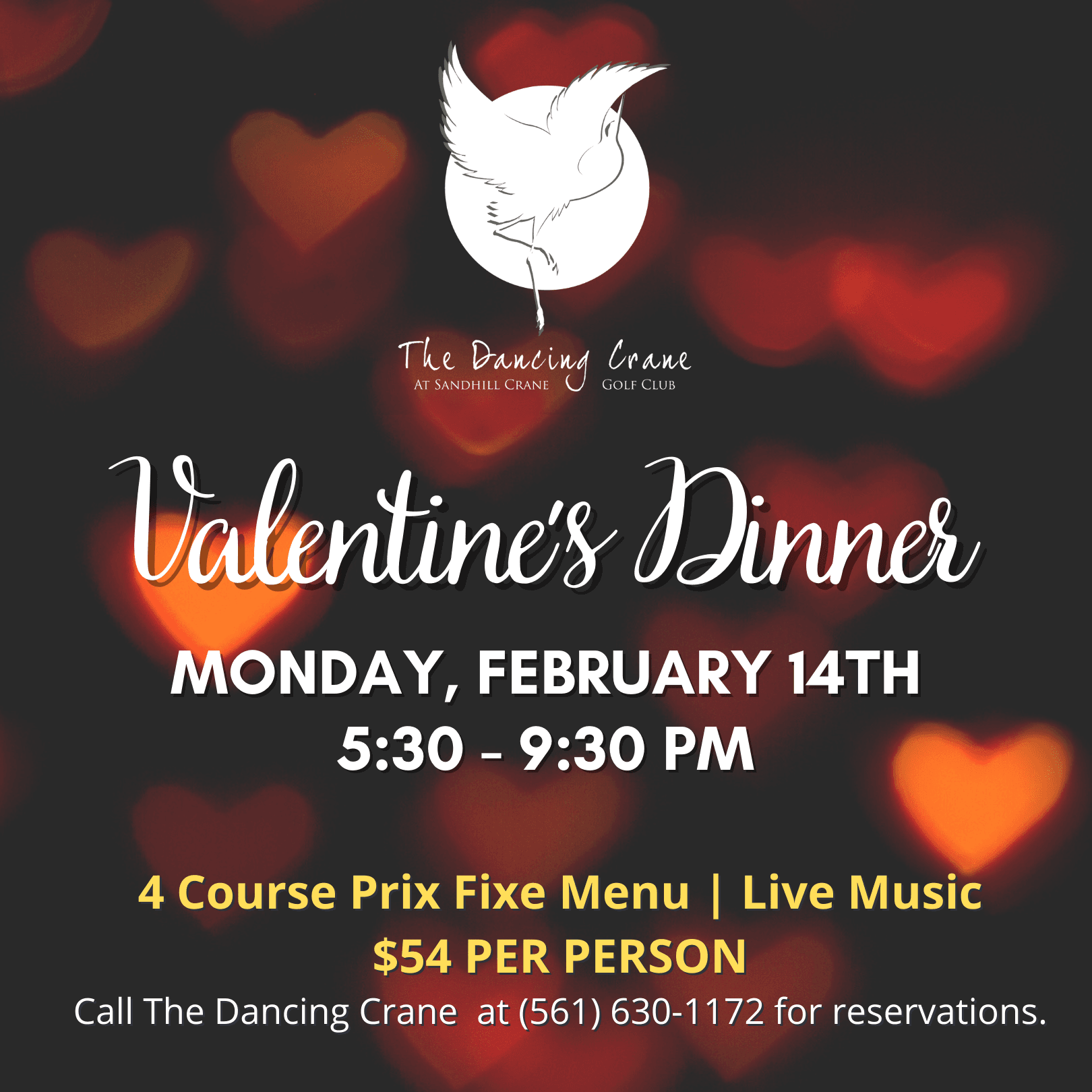 Dancing Crane Valentine's Dinner.