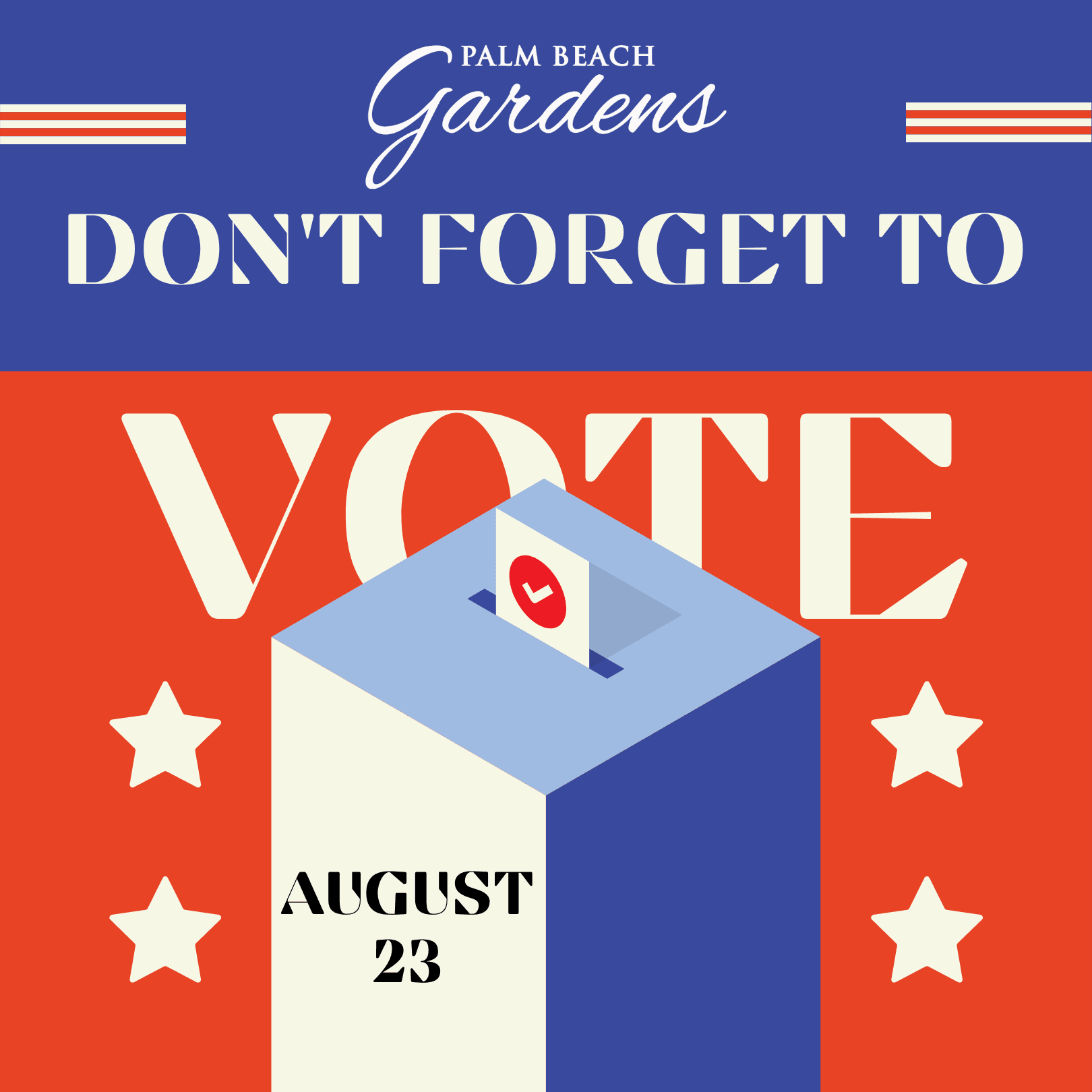 August 23 Election Day.