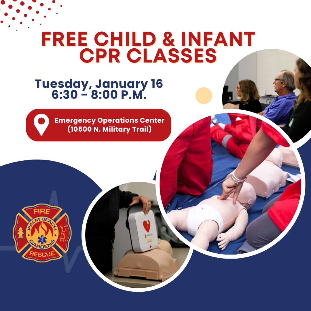 Free Child and Infant CPR Classes. November 14 at 6 p.m. Fire Station 61 (4425 Burns Road)