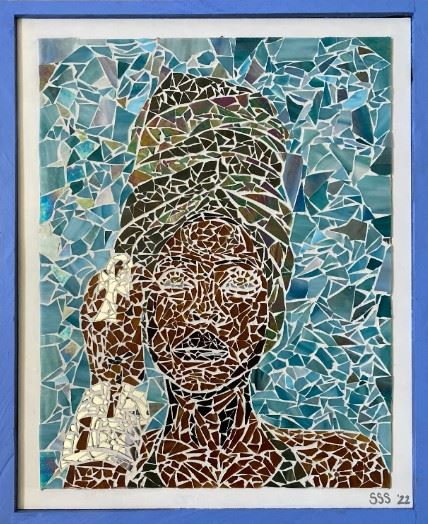a mosaic piece of Ms. Erykah Badu, American neo-soul singer