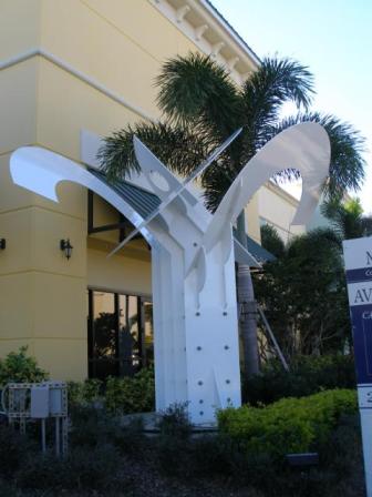 Abstract column structure outside building